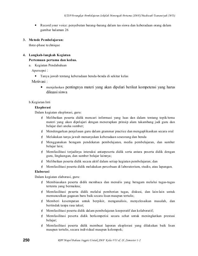 Rpp. bahasa inggris kelas 7 smp m ts