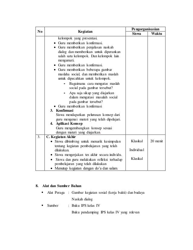 rpp ktsp kelas iv ips format rpp kurikulum 2006