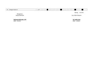 6 Ulangan harian III 2 JP
Mengetahui,
Kepala Madrasah
Muhamad Akhirudin, S.Pd
NBM : 1016433
Batang, Juli 2015
Guru Mata Pelajaran
M. Taufik S.Pd.I
NBM : 1128614
 