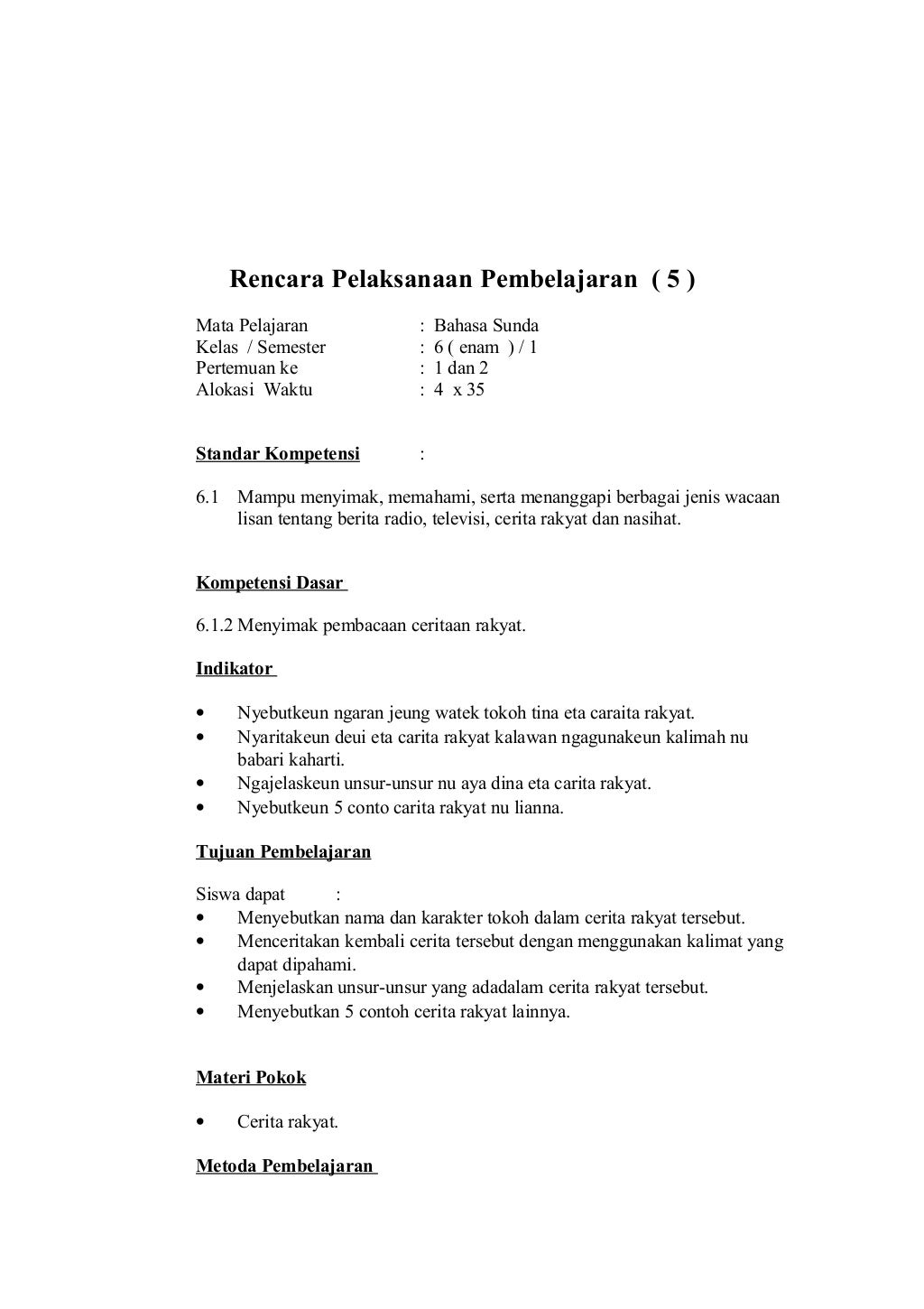 Rpp SD Bahasa sunda kelas 15 Rpp SD Bahasa sunda kelas 15