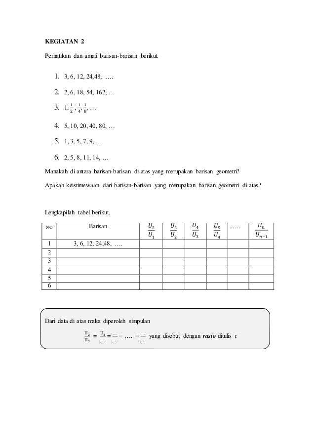 Rpp Barisan Geometri
