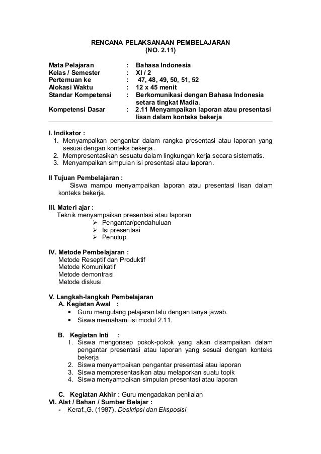 Rpp Bahasa Indonesia Smk Kelas .Rpp Bhs Indonesia Smk. RPP 