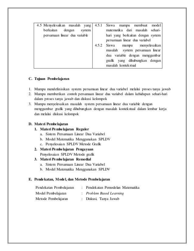 Rpp Menyelesaikan Spldv