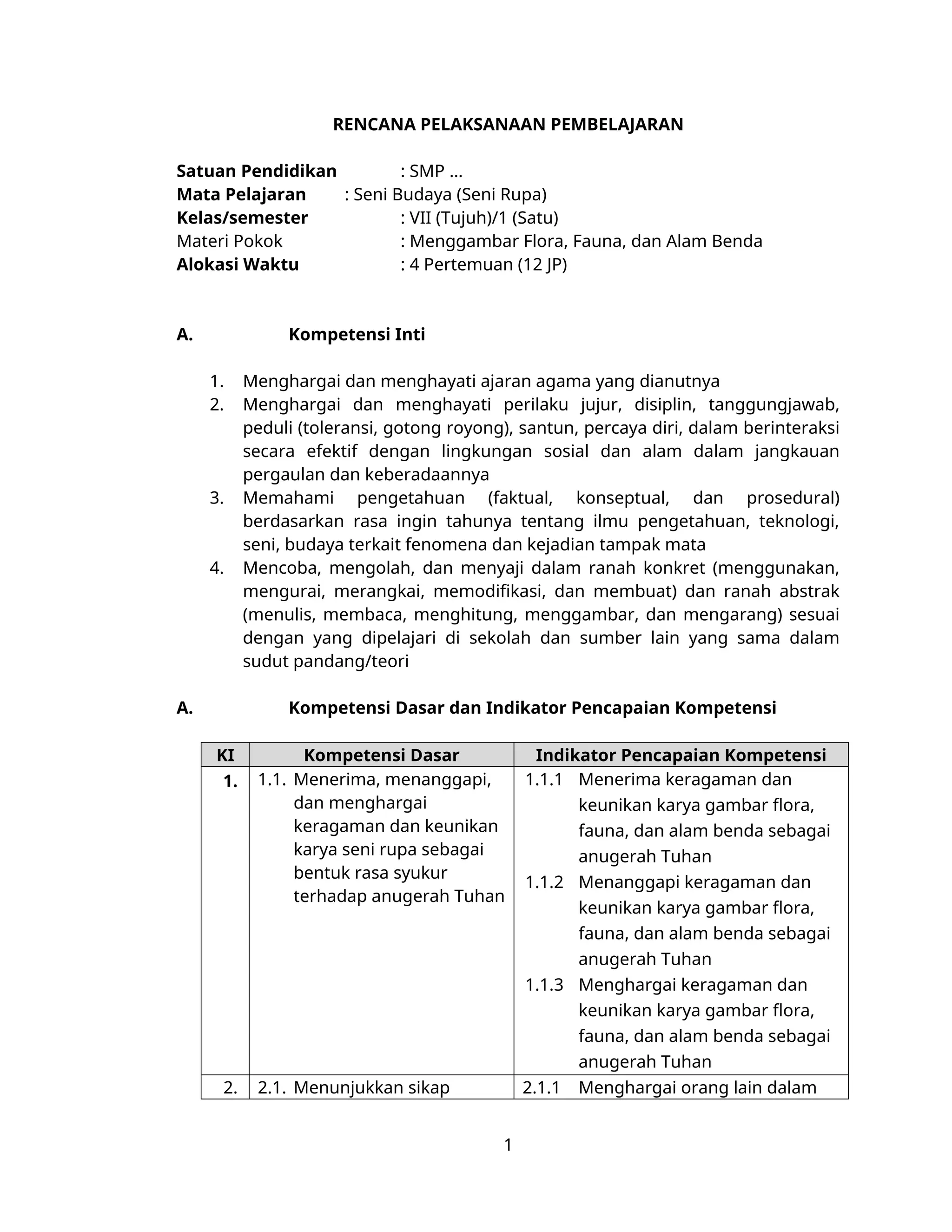 rpp-seni-rupa(1kegiatan hariannn guru dan siswa | PDF