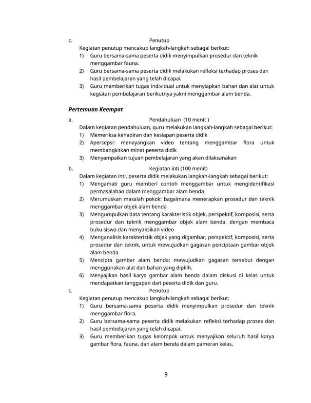 rpp-seni-rupa(1kegiatan hariannn guru dan siswa | PDF