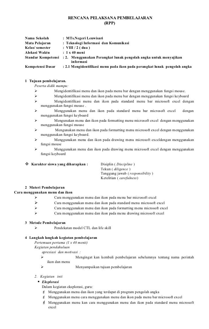 Rpp Tik Berkarakter Kelas 8 Sem 21