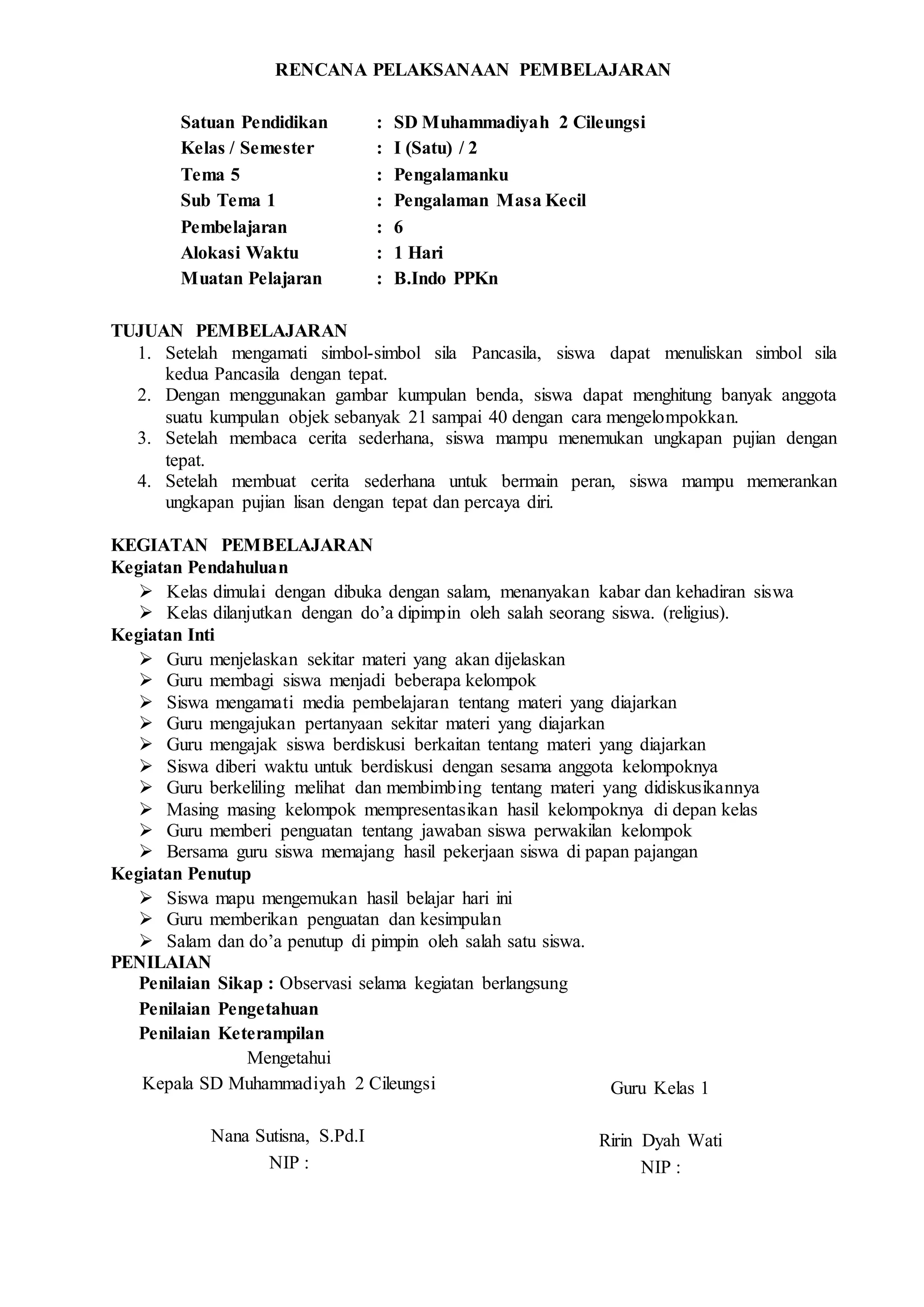 RPP Kelas 4 Tema 5 Subtema 1: Contoh Soal dan Implementasi