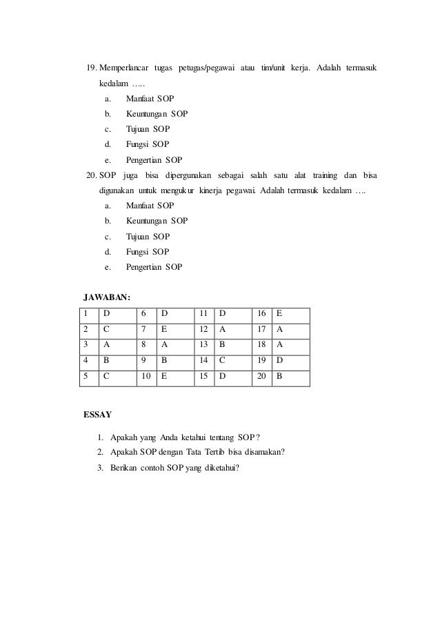 Contoh Soal Sop Dan Jawabannya Ilmusosial Id