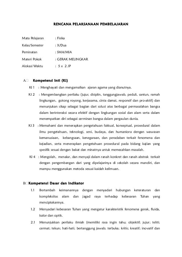 CONTOH RPP 2013 GERAK MELINGKAR