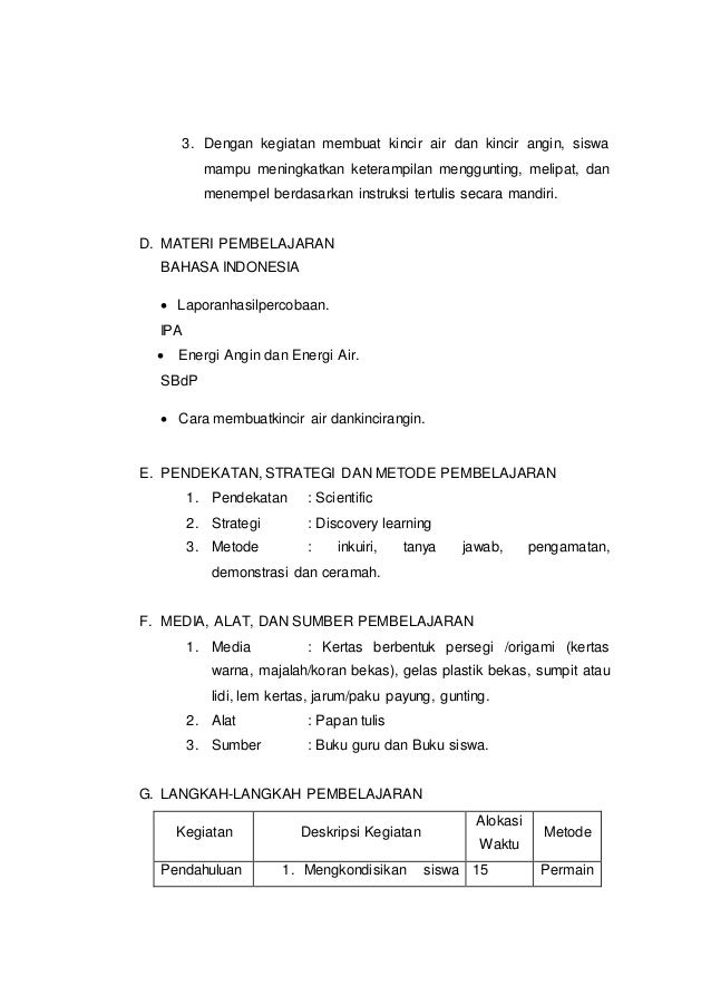 Contoh Rpp 2013 kelas IV tema Selalu berhemat energi