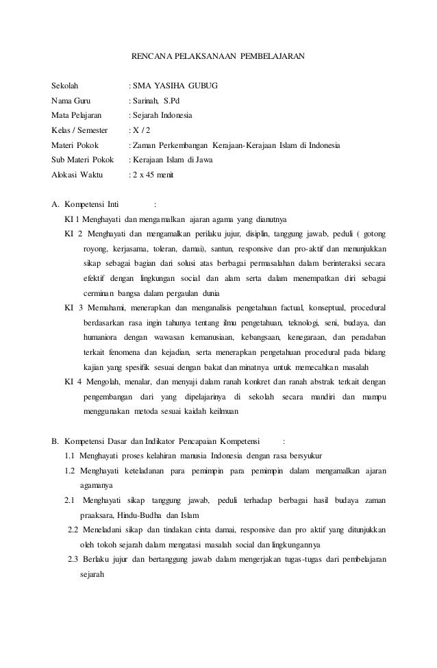 Rpp Sejarah Kelas X 25