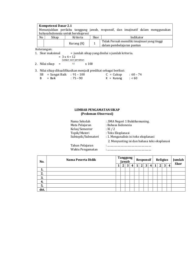 RPP Bahasa Indonesia KD 3.3 Teks Eksplanasi