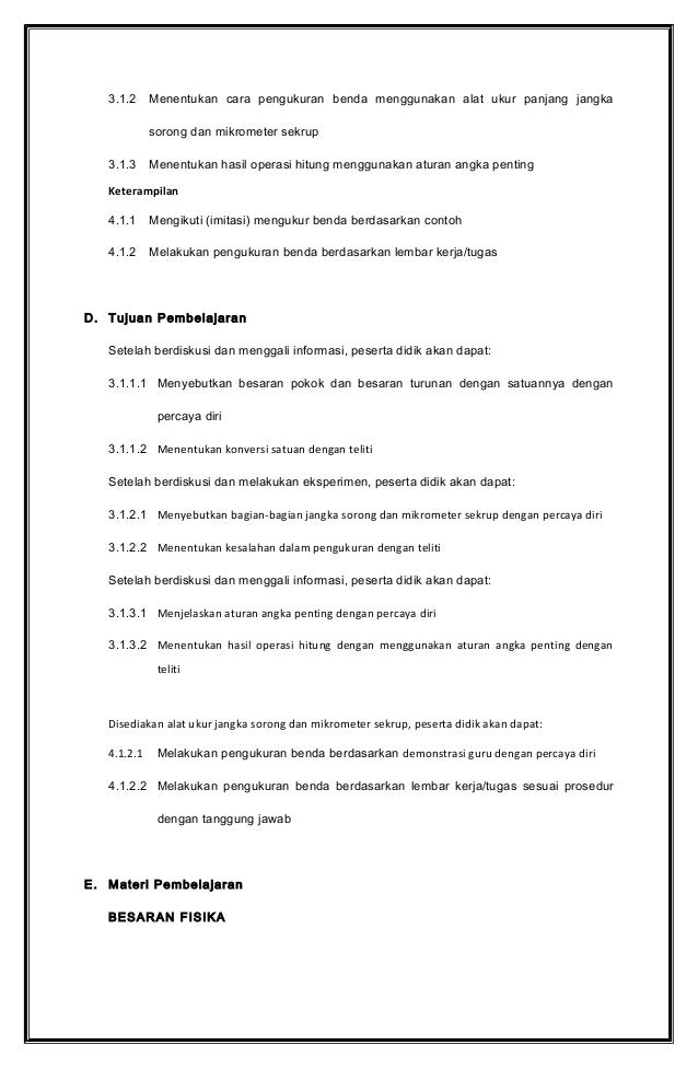 Rpp Fisika Besaran Dan Satuan