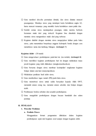 Contoh RPP Kelas I Semester 2 Kurikulum 2013 | DOCX