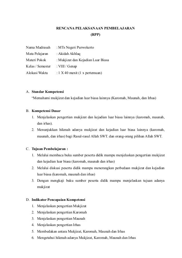 Rpp Aa Kelas Vi Irtf