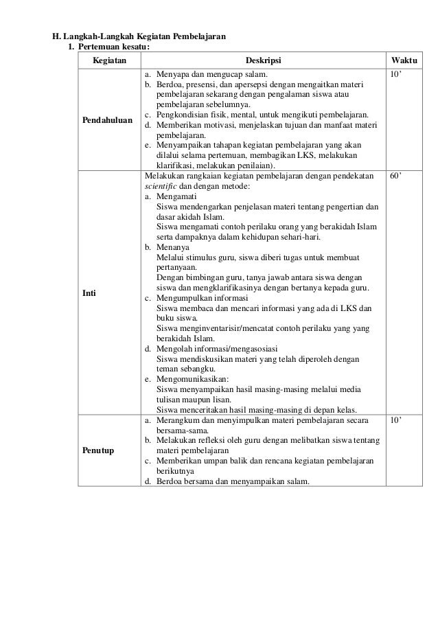 Rpp akidah akhlak kelas vii
