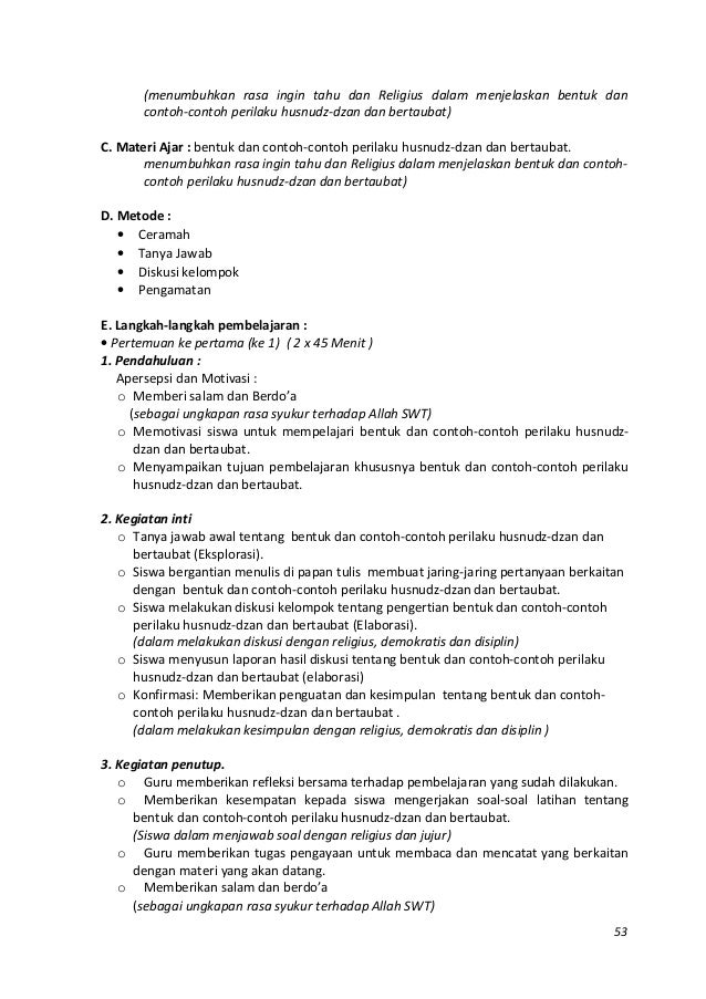 Rpp aqidah akhlak ma kelas x, 1 2