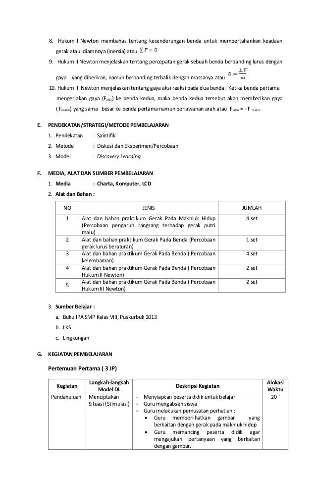 RPP IPA TERPADU KELAS 8 SMP BAB 1