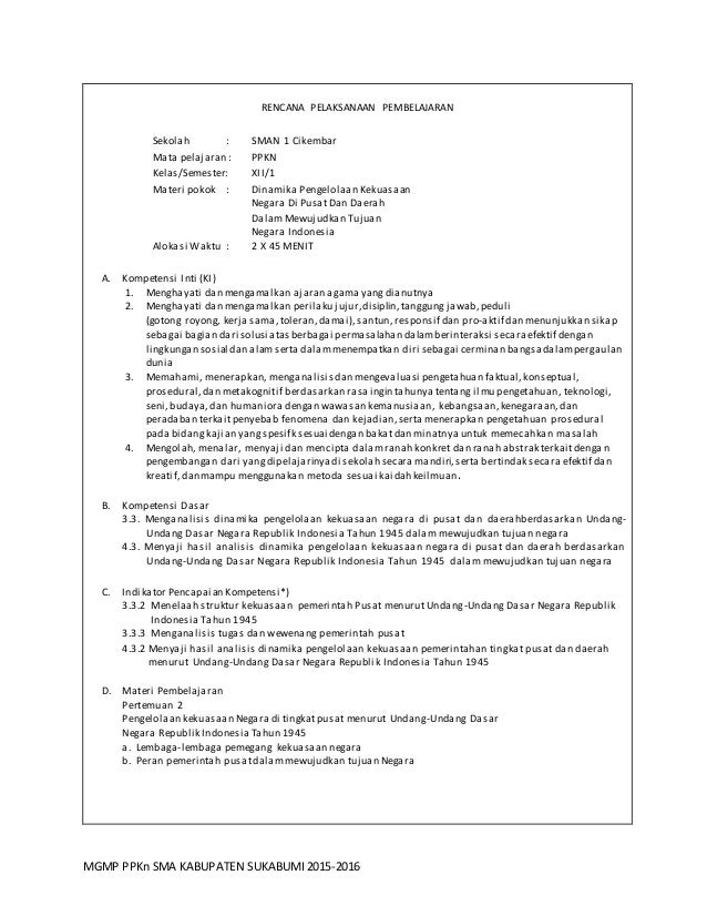 Rpp Bab 3 Ppkn Sma Kelas Xii Kurnas
