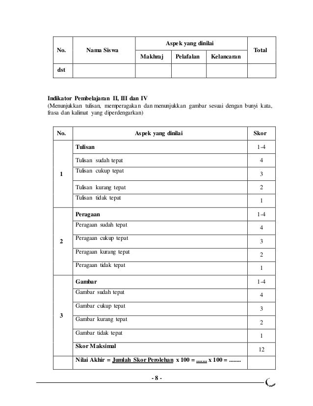 RPP Bahasa Arab MTS Kelas VII