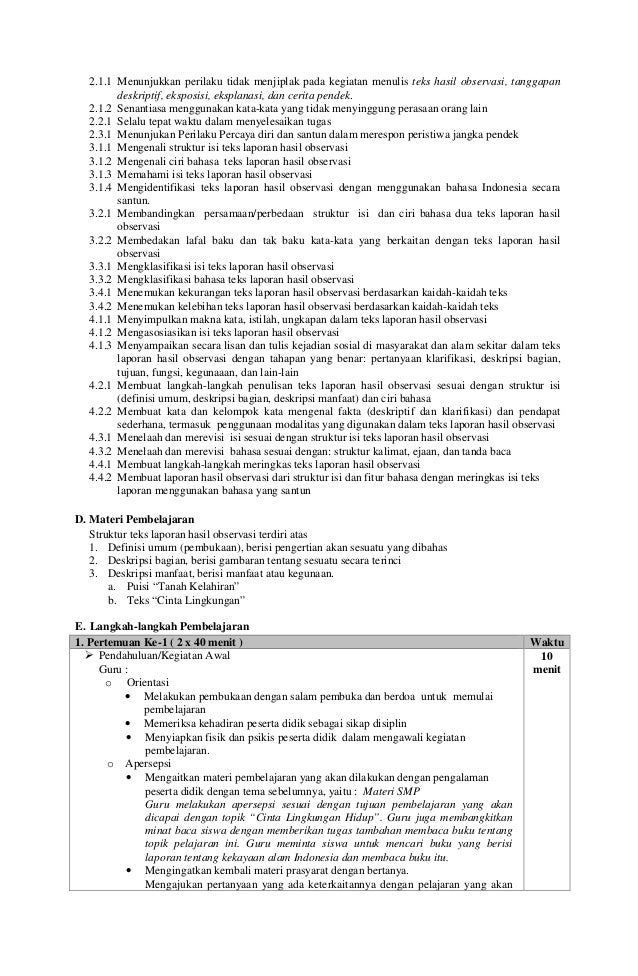 RPP Bahasa Indonesia Kelas 7 Edisi 2015 Kurtilas Kurnas 