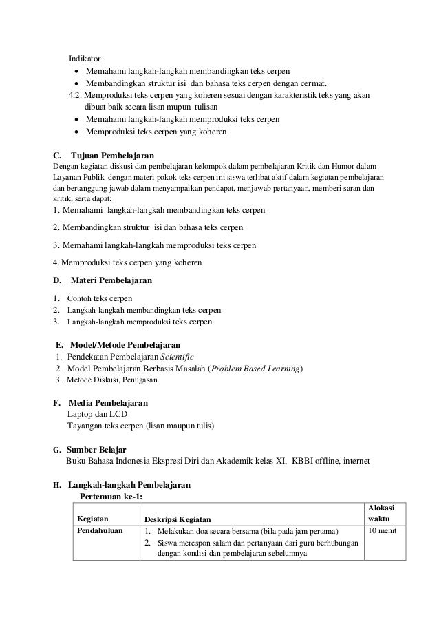 Rpp bahasa indonesia_sma / smk