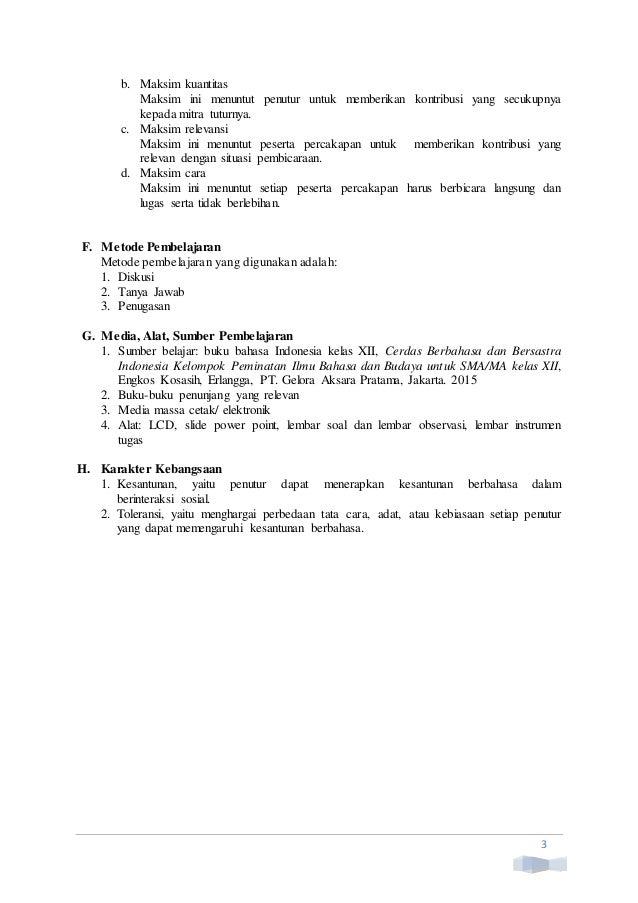 Rpp Bahas Indonesia Sma Xii Bab 5