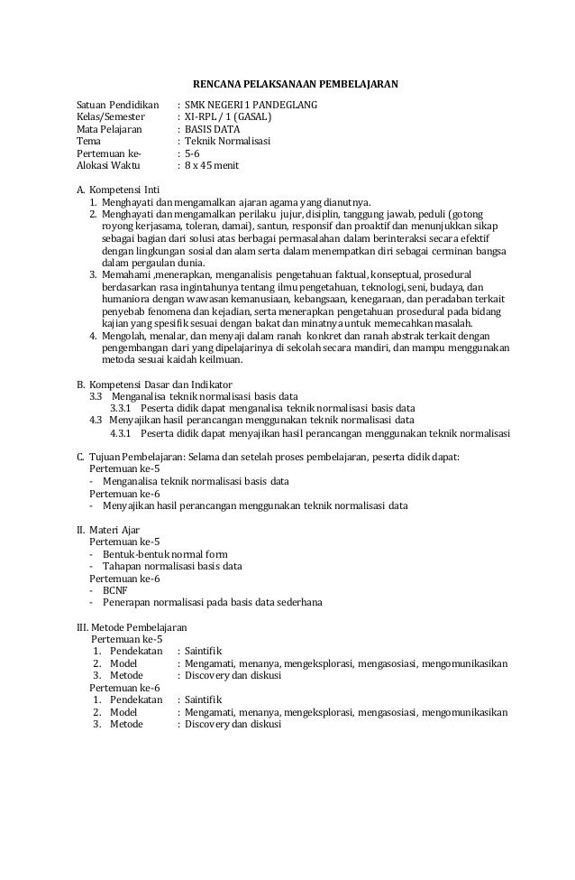 Rpp basis data kelas 11 semester ganjil