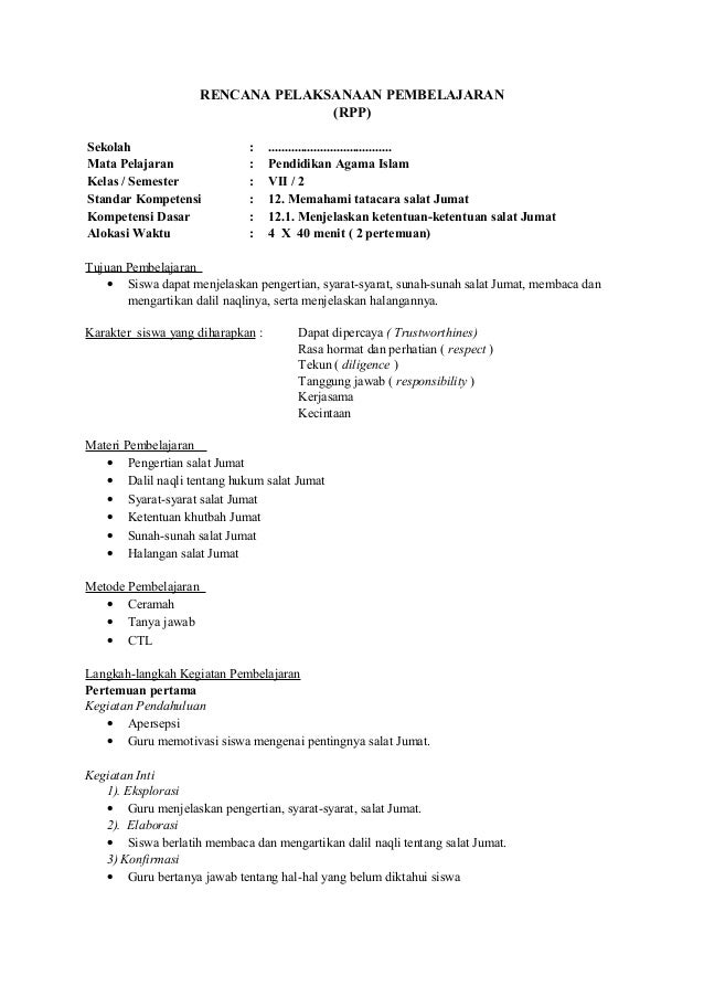 Rpp Berkarakter Pai Smp Vii Sms 2
