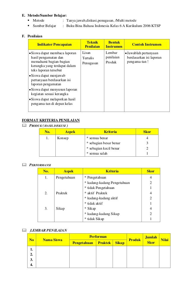 RPP Bahasa Indonesia kls6 smt1 SDN 1 Grogol