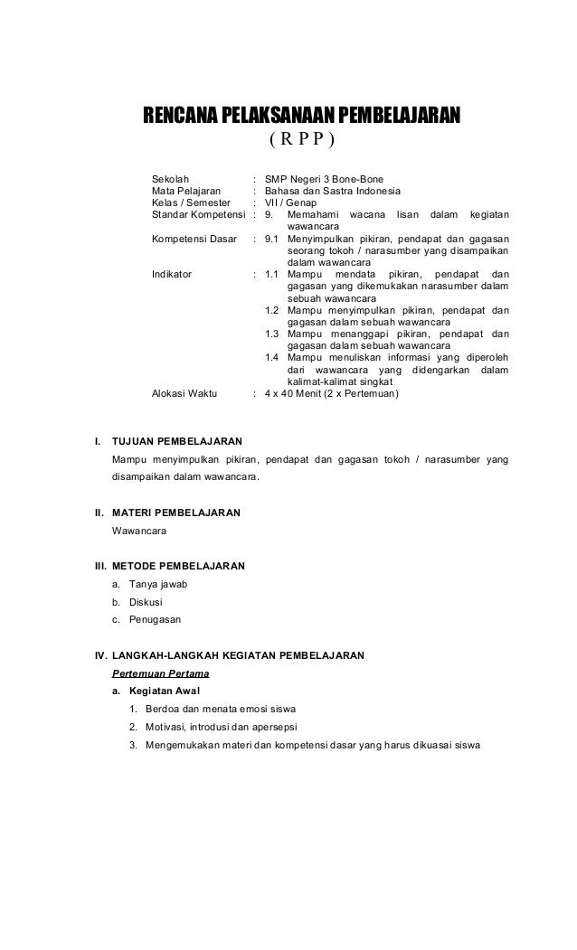 Rpp Bindo Kelas Vii Smtr 2