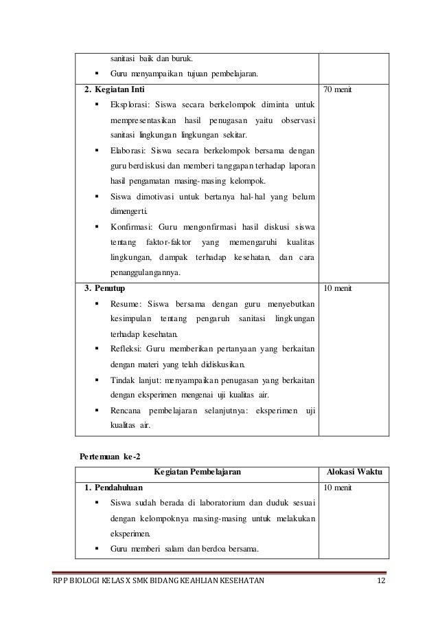 Rpp biologi bidang keahlian kesehatan kelas x