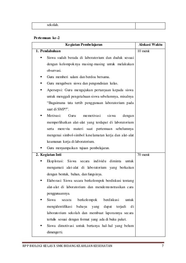 Rpp biologi bidang keahlian kesehatan kelas x