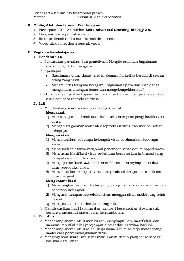 Rpp biologi kelas x