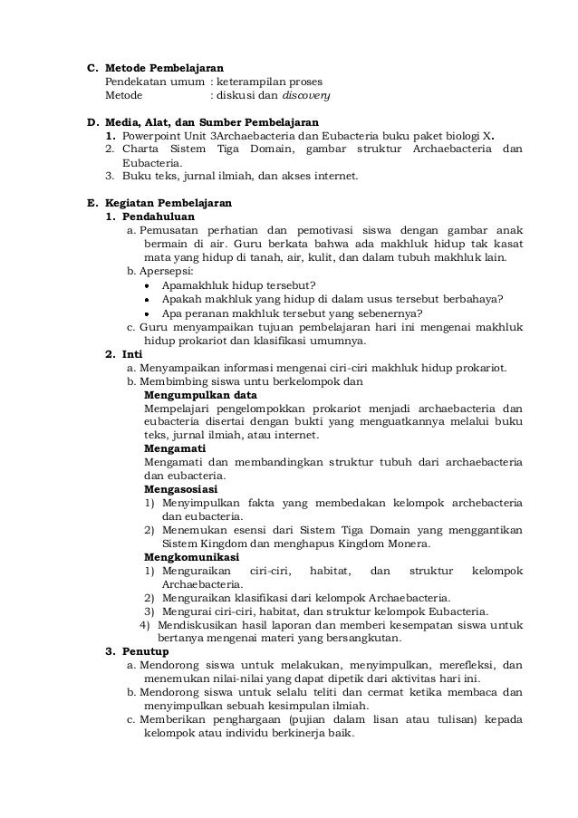 Rpp biologi kelas x