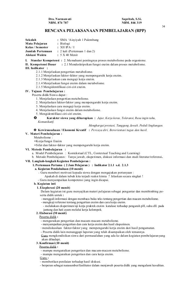 Contoh Rpp Biologi Sma Kelas Xii.RPP Biologi Kelas XII 