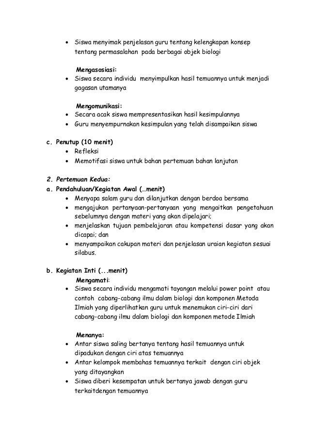 Rpp Biologi X Kd 3 1 Ruang Lingkup Mh Almansyahnis Sman 8 Pekanb
