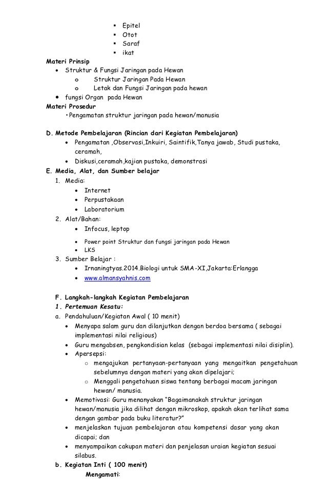 RPP Biologi SMA Kelas XI MIA KD 3 4 Struktur dan Fungsi RPP Biologi SMA Kelas XI MIA KD 3 4 Struktur dan Fungsi