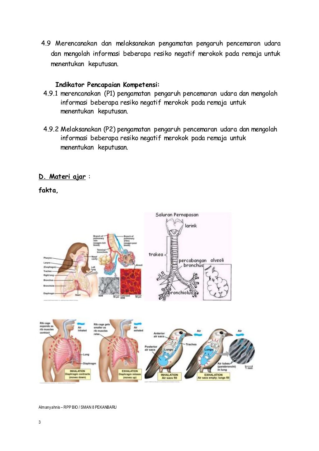 Rpp biologi xi. kd 3.8 ( sistem pernapasan ) almansyahnis