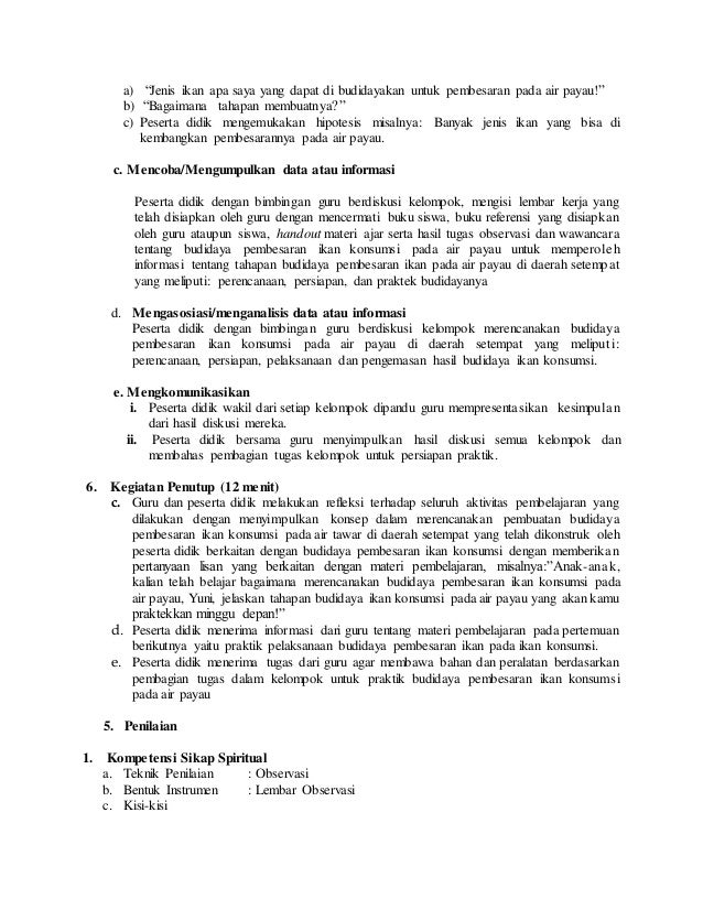 Rpp Budidaya Kelas 8