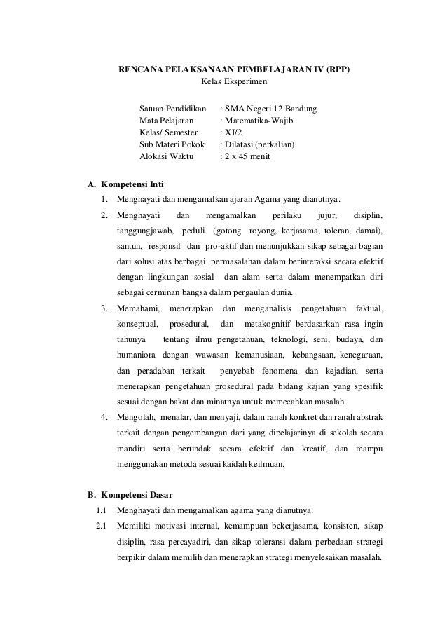 RPP DILATASI KELAS XI K13