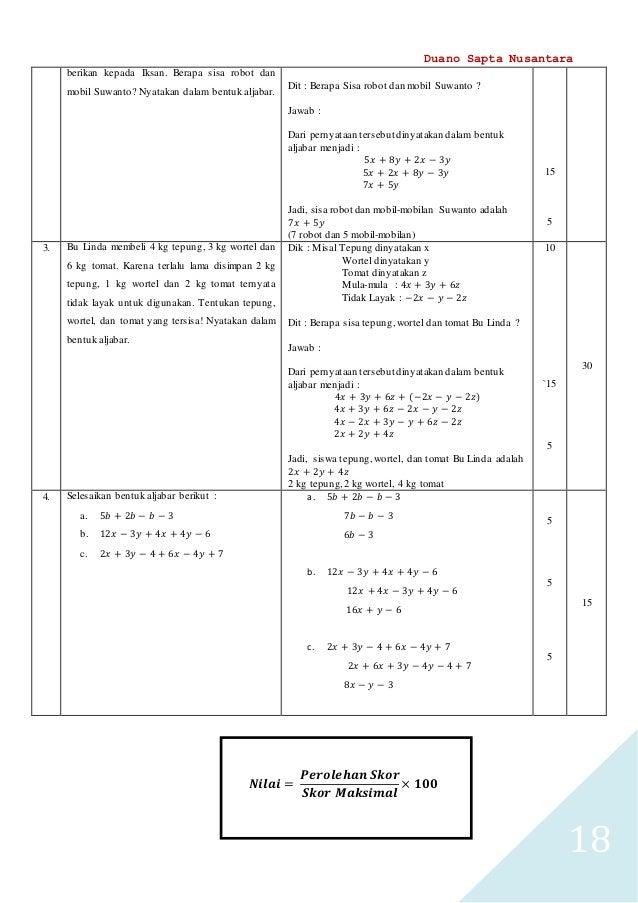 rpp bentuk aljabar kelas 7 kurikulum 2013 doc rpp bentuk aljabar kelas 7 kurikulum 2013 doc