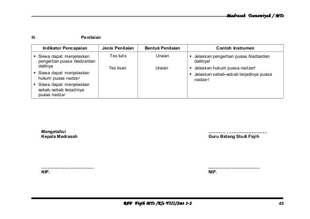 Rpp fiqih kelas viii m ts semester 1, 2 2