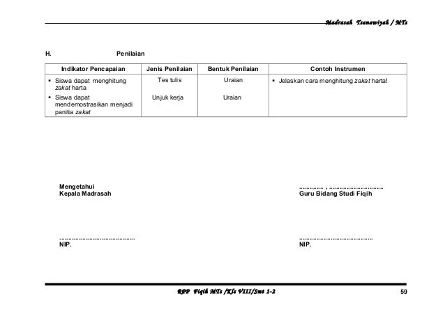 Rpp fiqih kelas viii m ts semester 1, 2 2