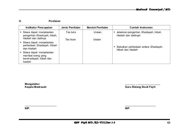 Rpp fiqih kelas viii m ts semester 1, 2 2