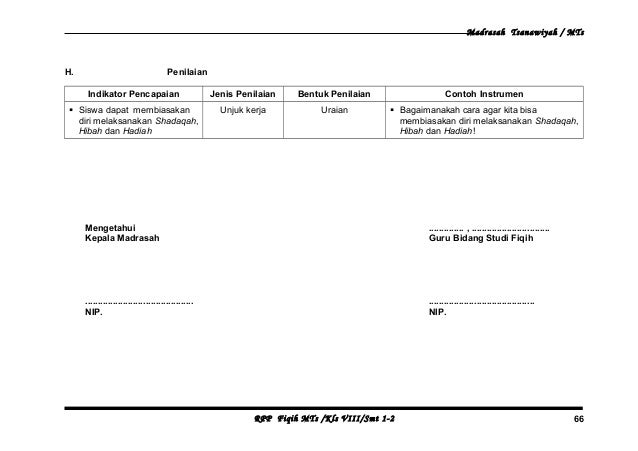 Rpp fiqih kelas viii m ts semester 1, 2 2