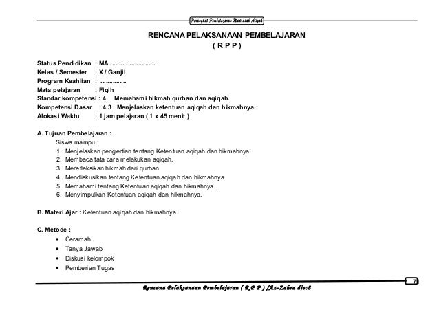 Rpp fiqih MA kelas X, 1 2 Rpp fiqih MA kelas X, 1 2