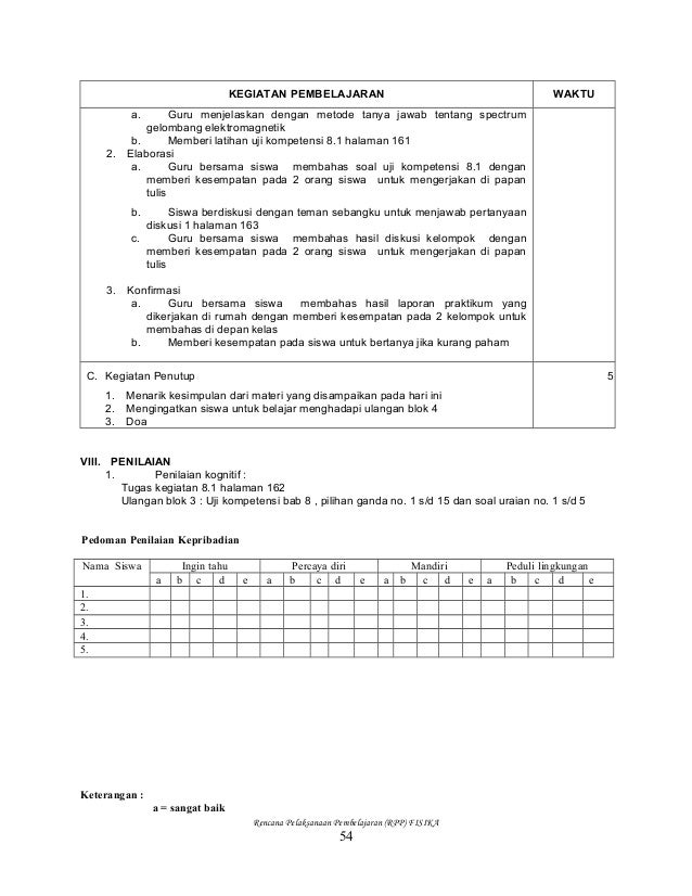 Rpp fisika kelas x semester 1 dan 2