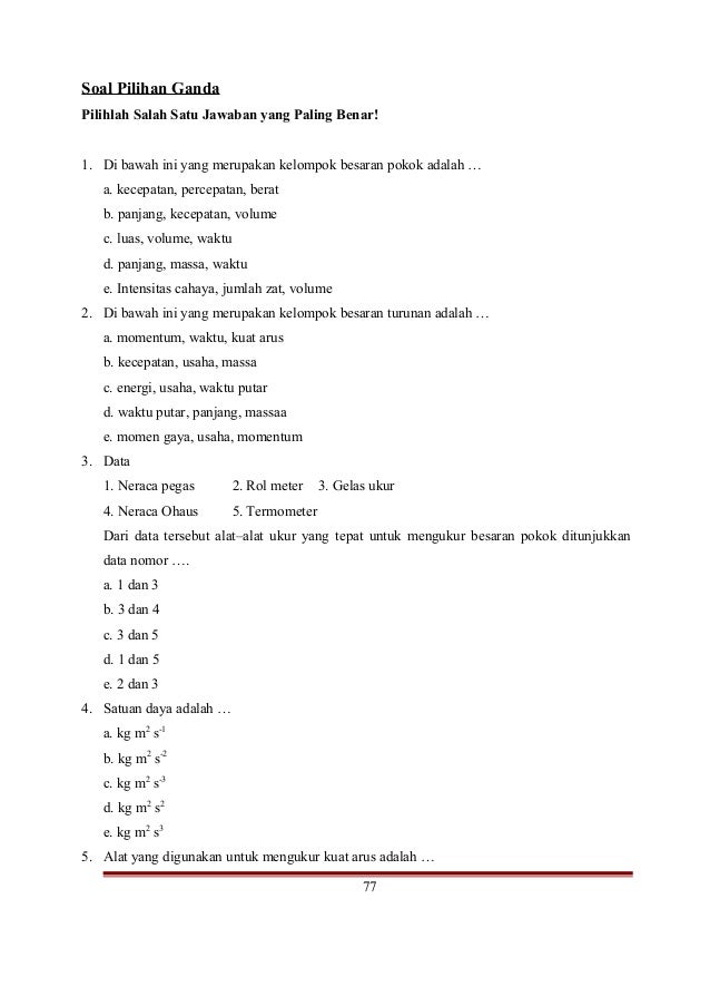 Soal Pas Fisika Kelas 10 Semester 1 Kurikulum 2013