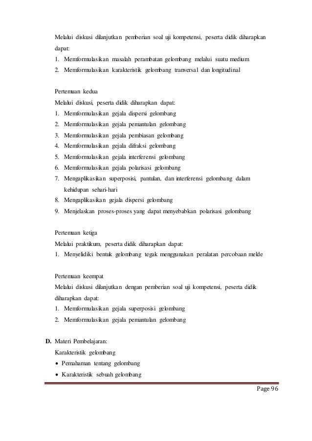 kelas fisika soal gelombang 8 xi buku sma 2013 kelas ma full Rpp fisika